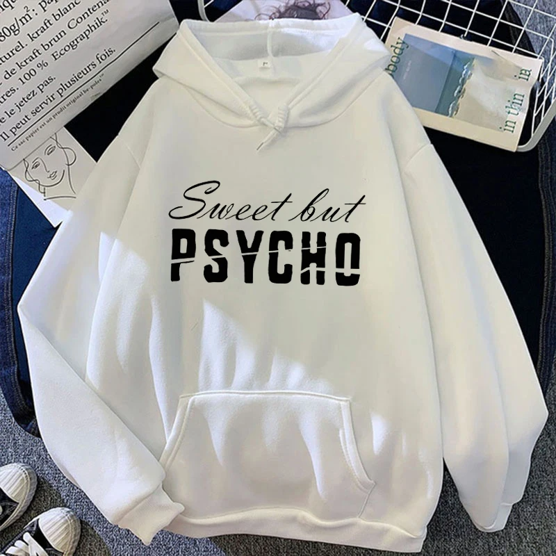 Sweet But Psycho Printed Long Sleeve Pullover Hoodies For Women And Men Couple Casual Sweatshirts Autumn Winter Plus Size Hoodie