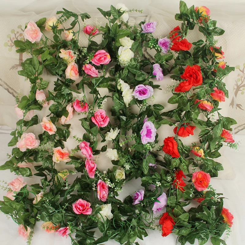 

10 Roses Rattan Leaves Rattan Imitation Flowers Fake Simulated Plants Vines Rattan Decorations