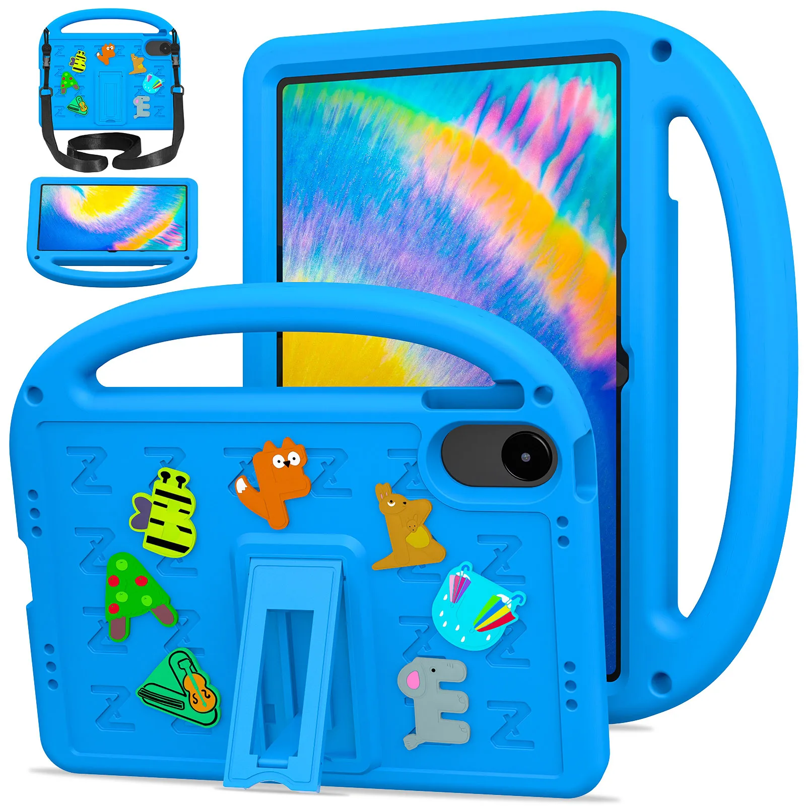 

For Xiaomi Redmi Pad 2 Kickstand Case EVA + PC Tablet Protection Cover with Shoulder Strap - Blue