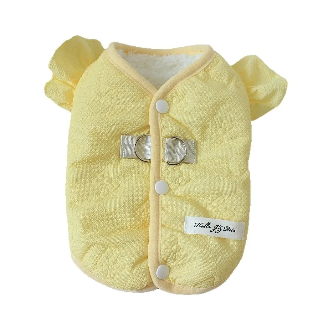 Sweet Style Ruffle Sleeve Pet Vest Fleece Lined Warm Dog Coat Pet Warm Outfit Fall Winter