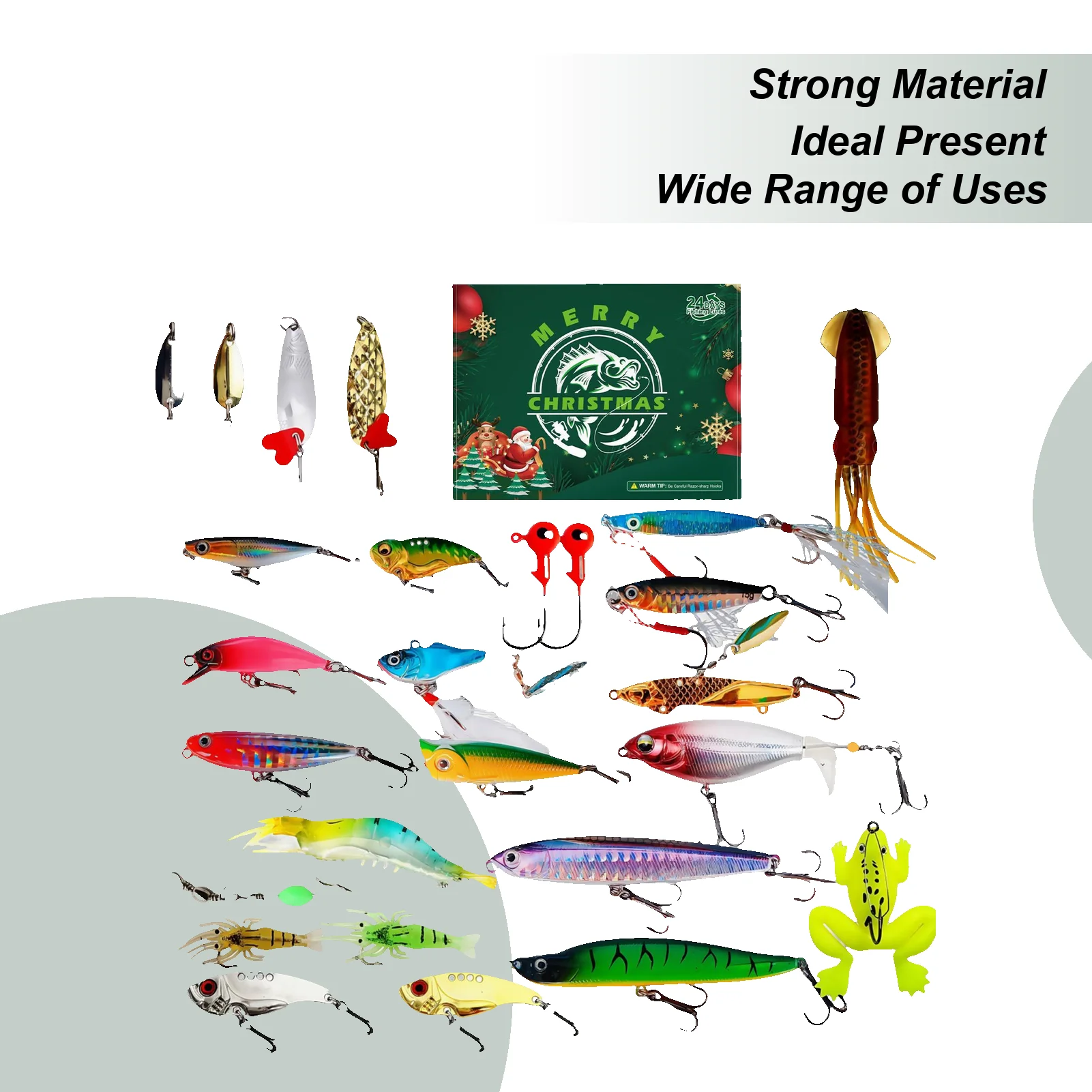 フィッシングカウントダウン-24日間-クリスマスカレンダー-アドベントベイトキット-淡水海水釣り人向け-大人男性ティーンボーイズ-バス-トラウト