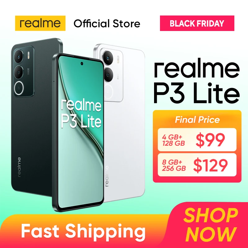 [Новый] смартфон Realme P3 Lite, аккумулятор 6300 мАч, зарядка 15 Вт, 6,67 дюйма, 120 Гц, дисплей, 50-мегапиксельная камера с искусственным интеллектом, восьмиядерный процессор, NFC