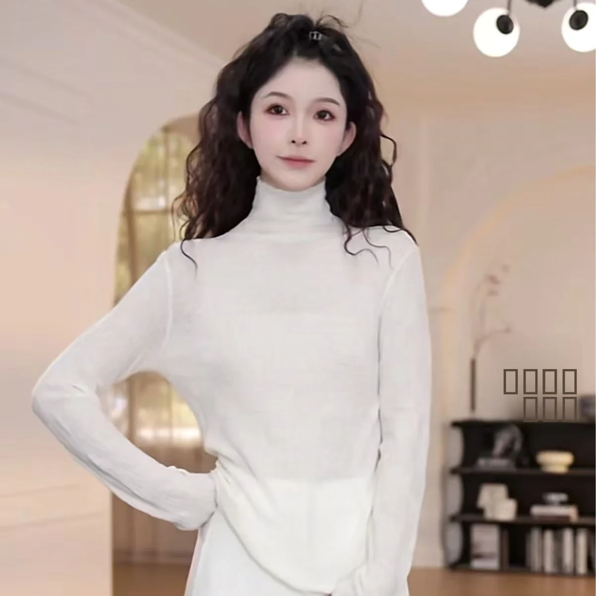 

Женский вязаный свитер Yanyan с высоким воротником и длинными рукавами, однотонный, осенне-зимний, базовый слой, повседневный, свободный крой, мягкий акрил и шерсть