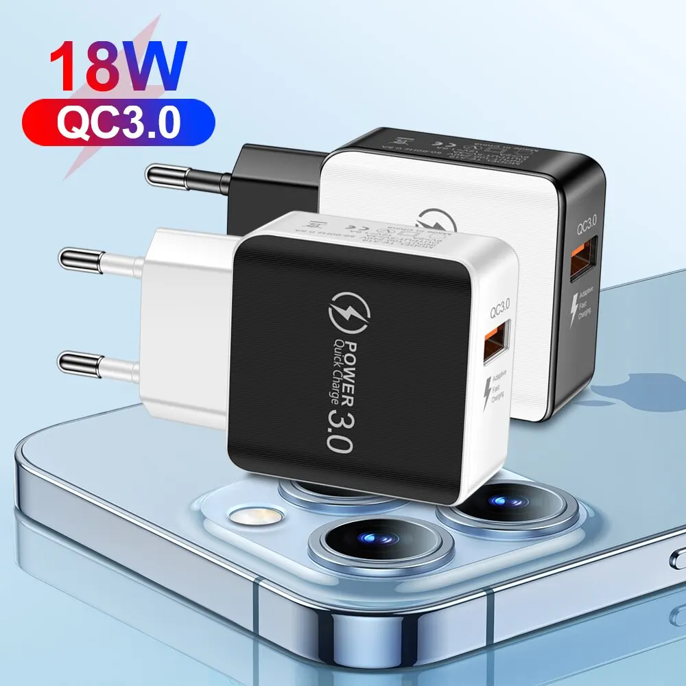 18W Quick Charge3.0 USB Fast Phone Charger EU/US Plug Wall Charger Adapter For iPhone Xiaomi Samsung Huawei Portable USB Charger