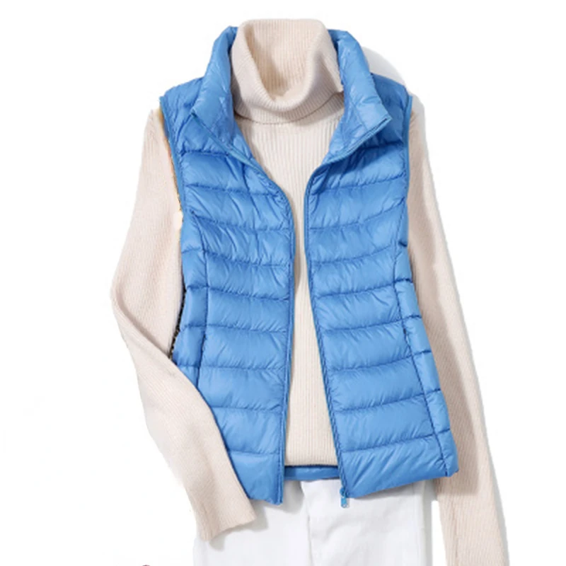 Brand Women\'s Waistcoat Ultra Light Down Vest Women Light weight Waterproof Sleeveless White Duck Down Female Slim Gilet