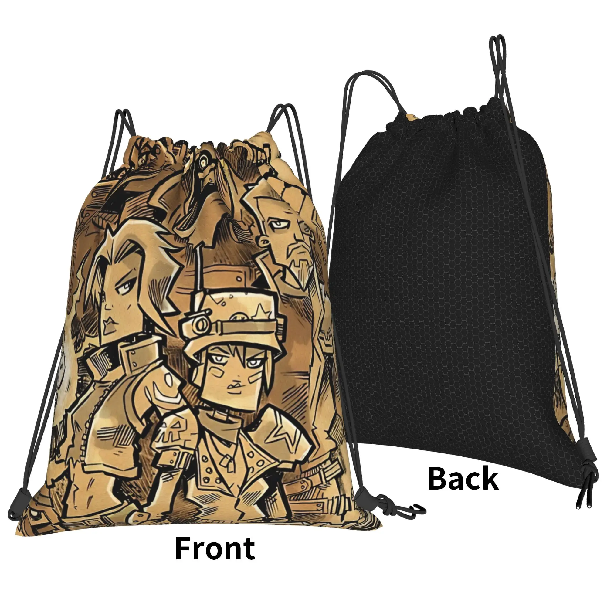 B-Borderlands retro comic squad  Portable Travel Riding Gym Drawstring Storage Sporty Backpacks