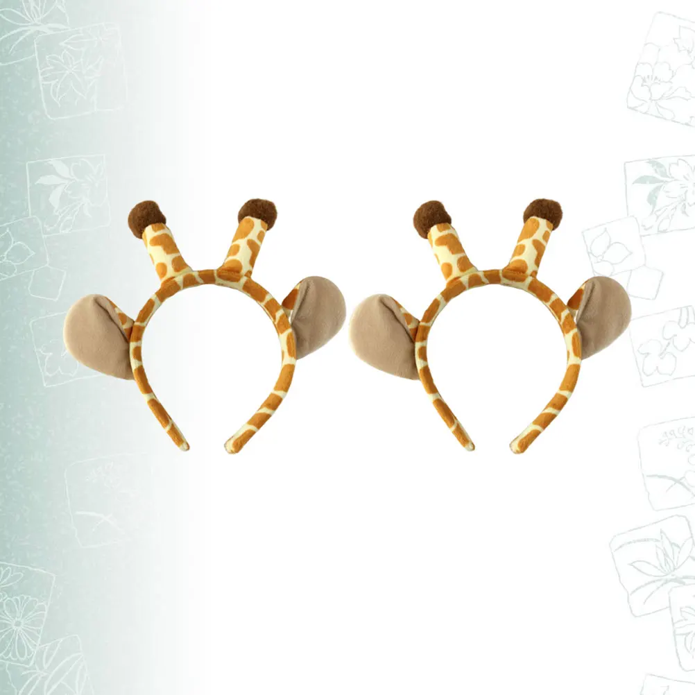 

2pcs Giraffe Headband Premium Material Lightweight Comfortable Party Cosplay Performance Hair Hoop Headdress Photo Props