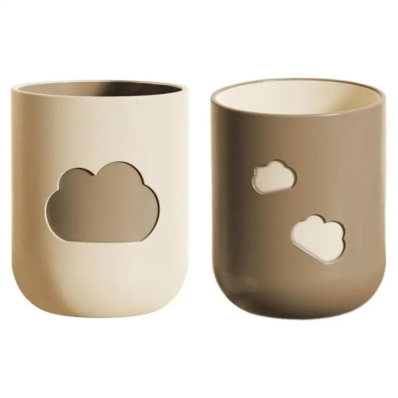 2pcs Bathroom Tumblers Plastic Mouthwash Cup Coffee Tea Water Mug Home Travel Cloud Pattern Toothbrush Holder Drinkware Cup