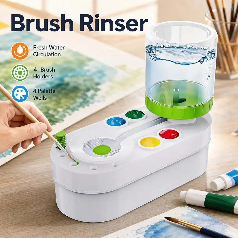 Paint Brush Cleaner Water Cycle Rinser Multifunctional Paintbrush Cleaner Washer Box for Watercolor Acrylic Oil Painting
