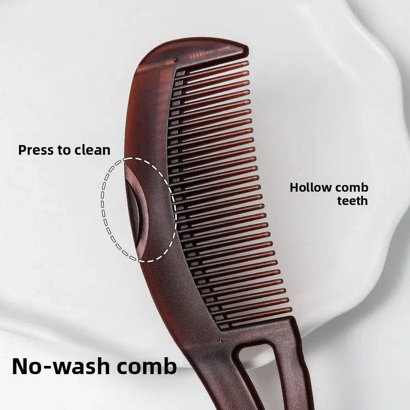 Self-Cleaning Hair Comb, Scalp Massage Detangling Comb,Oil&Dandruff Remover, Press-to-Clean Design, Hollow Teeth, for Oily Hair