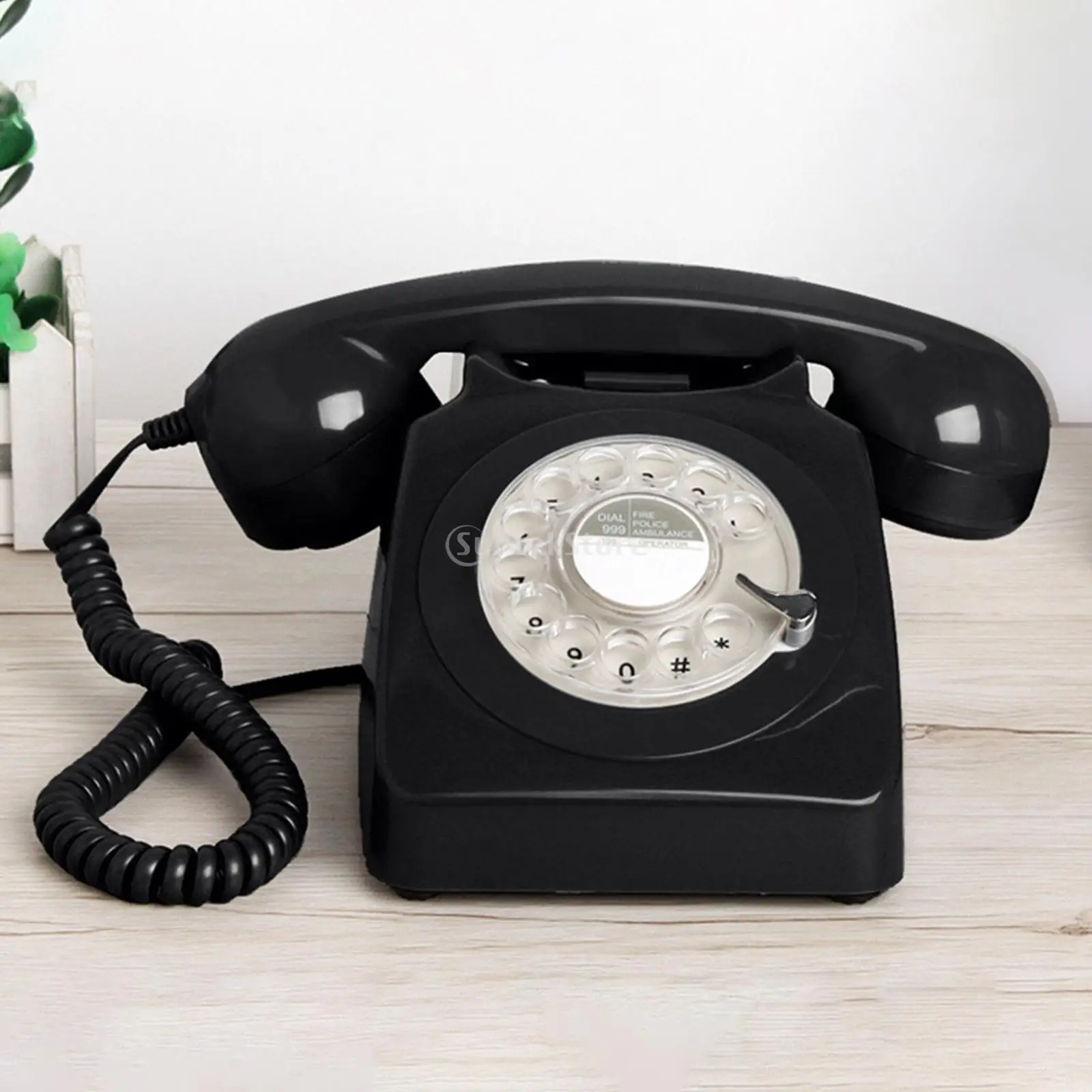 Retro Landline Phone Vintage Rotary Dial Phone with Redial Corded Desk Phone with Metal Bell Retro Phone for Desk Hotel Decor