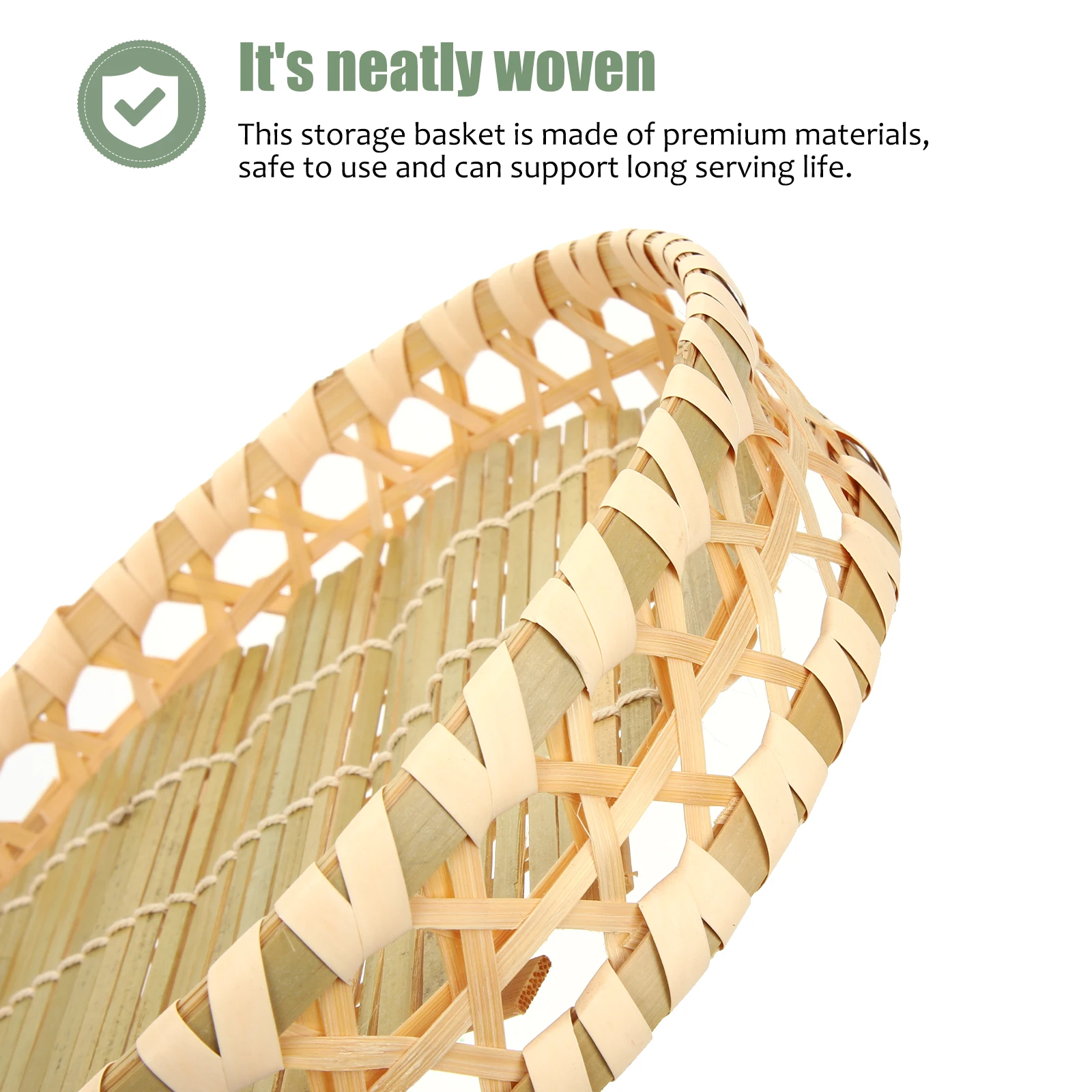 

Premium Bamboo Weaving Basket Fruit Vegetable Storage Organizer No Burrs Kitchen Tabletop Picnic Gift Idea