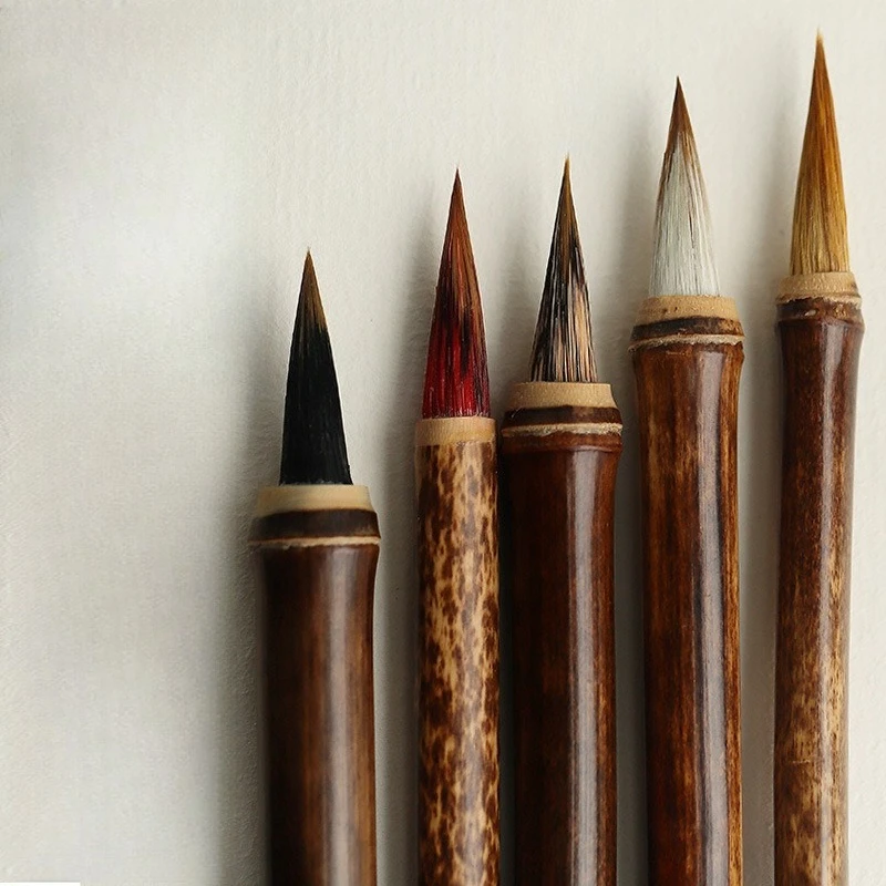 Wolf Hair Small Regular Script Calligraphy Brush Mini Fine Tip Chinese Writing Brush for Copying Scriptures Beginner Practice