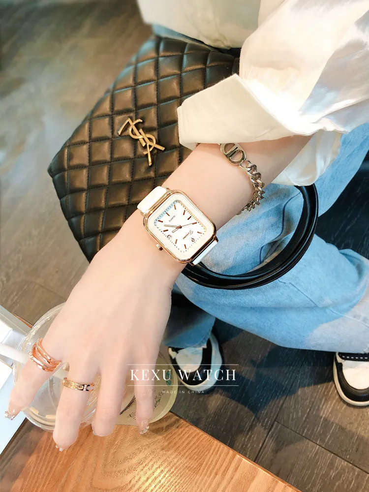 Dinimi watch Multi-Color Silicone Strap Square Date Dial Women's Quartz Watch