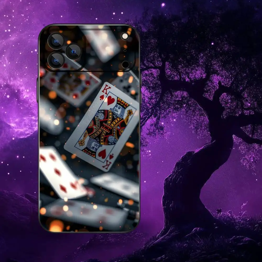 Funda de teléfono de póker para iPhone 17,16,15,14,13,12,Pro,Max,Plus,E,SE4,Air,Mini caja suave negra
