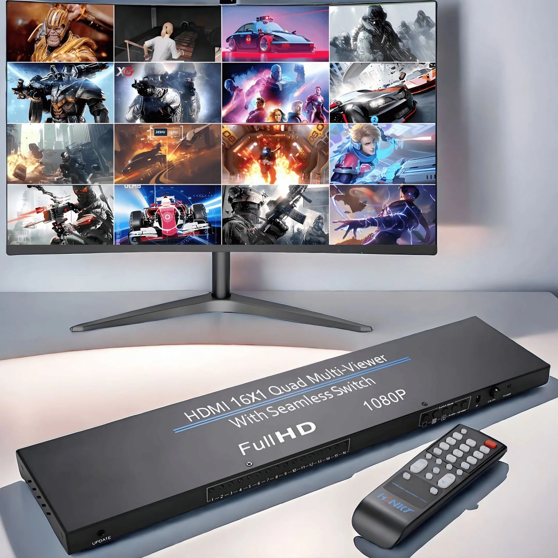 

Мультивар HDMI 1080P 16x1, 16, делитель экрана, бесшовный переключатель, 4x1, 8x1, четырехъядерный многожильный мультиплексор видео
