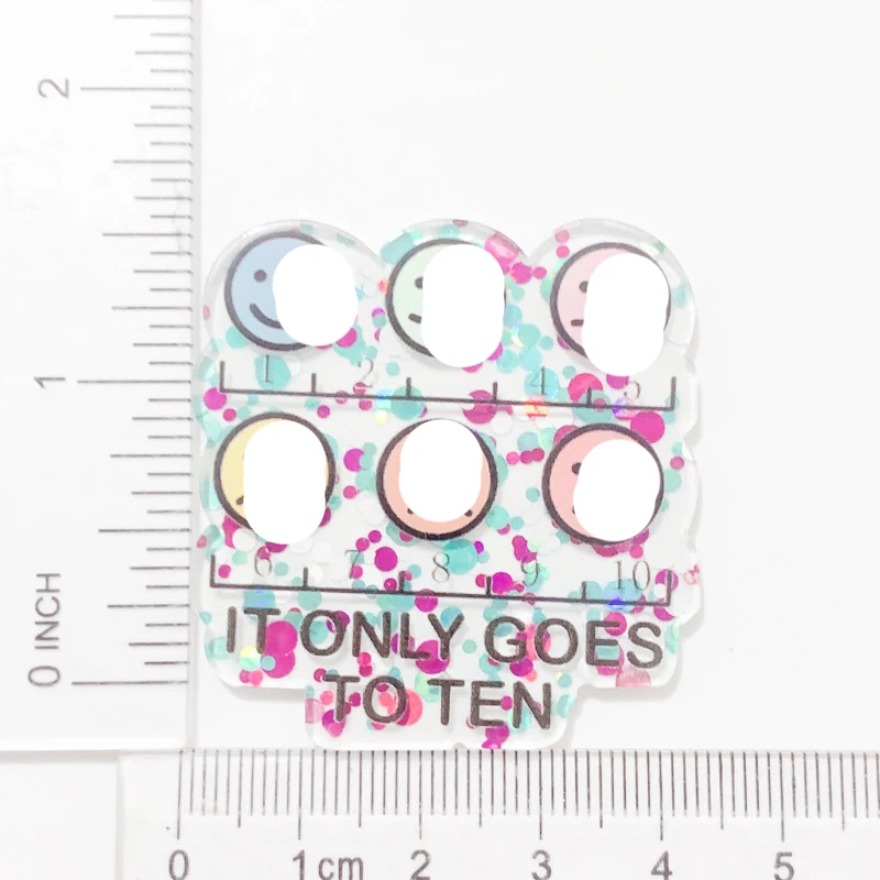 1PC Glitter Smile Acrylic Charms It Only Goes To Ten Planar Fit DIY ID Card Badge Holder Jewelry Making Gifts