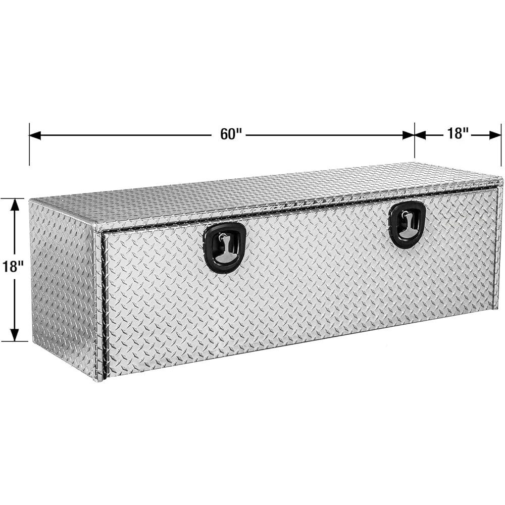 Diamond Tread Aluminum Underbody Tool Box Lockable Weatherproof Design Corrosion Resistant Durable Compression Latch Mountable