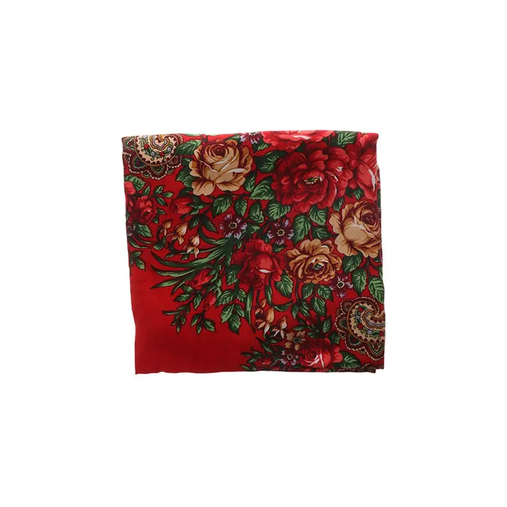 Pashmina larga de estilo ruso Vintage, bufanda con borlas florales de gran tamaño, chal, bufanda cuadrada