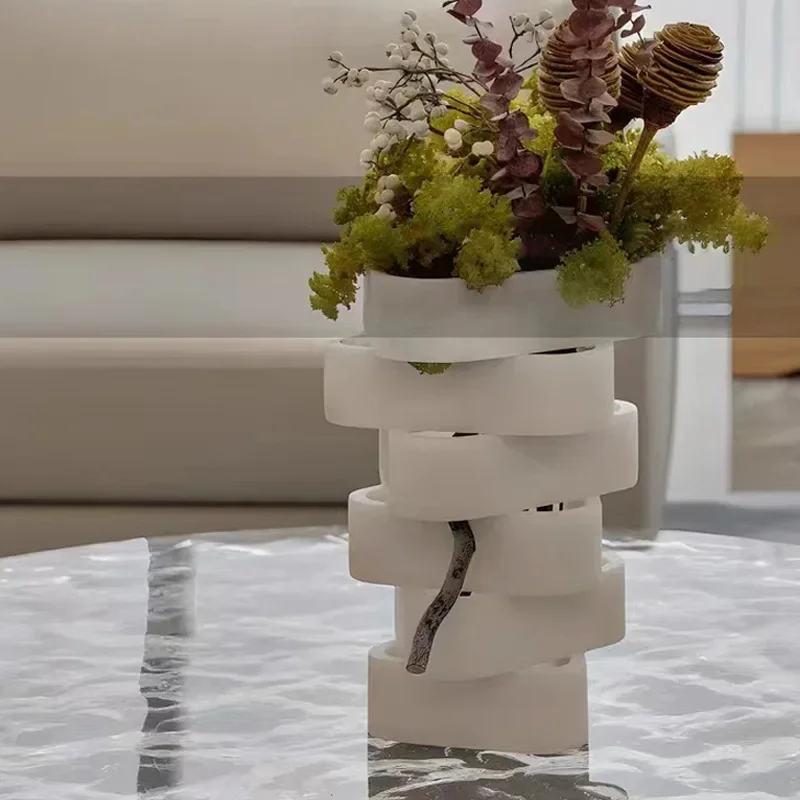 Современная светлая роскошная высококачественная мраморная ваза, украшение, модель комнаты, офис продаж, ресторан отеля B & B