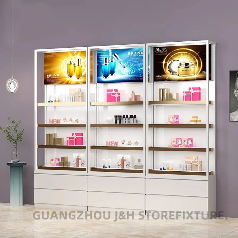 customized.Factory Wholesaler Customized Shopping Mall Wall Mounted Cosmetic Showcase Cosmetic Store Furniture Display Cabinet