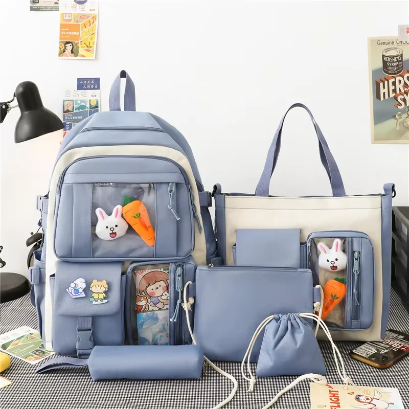 Four Piece Backpack Set For Middle And High School Students Lightweight and Large Capacity Backpack Textbook Bag