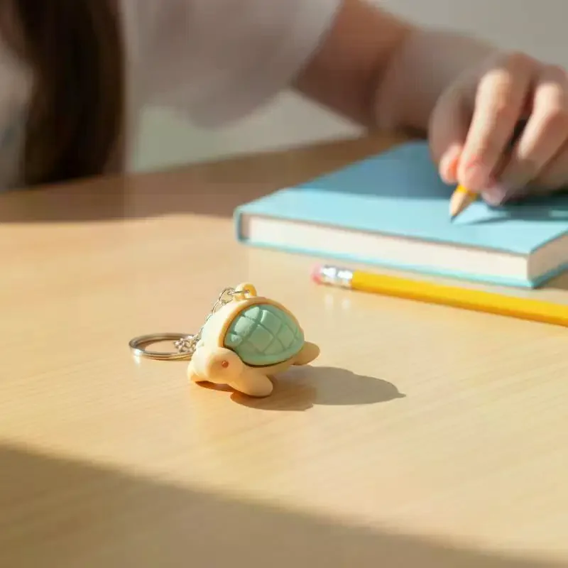 3D Printed Cute Turtle Clicker Keychain Toy Stress Relief Portable Fidget for Bag Pendant School Office