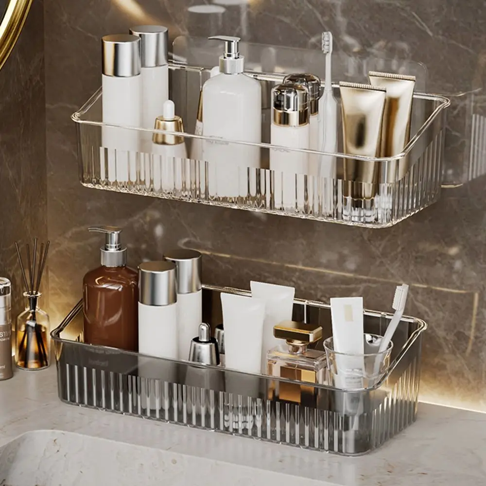 Creative Light Luxury Toilet Storage Rack Wall Mounted Space Saving Bathroom Shelf Transparent Jewelry Makeup Holder