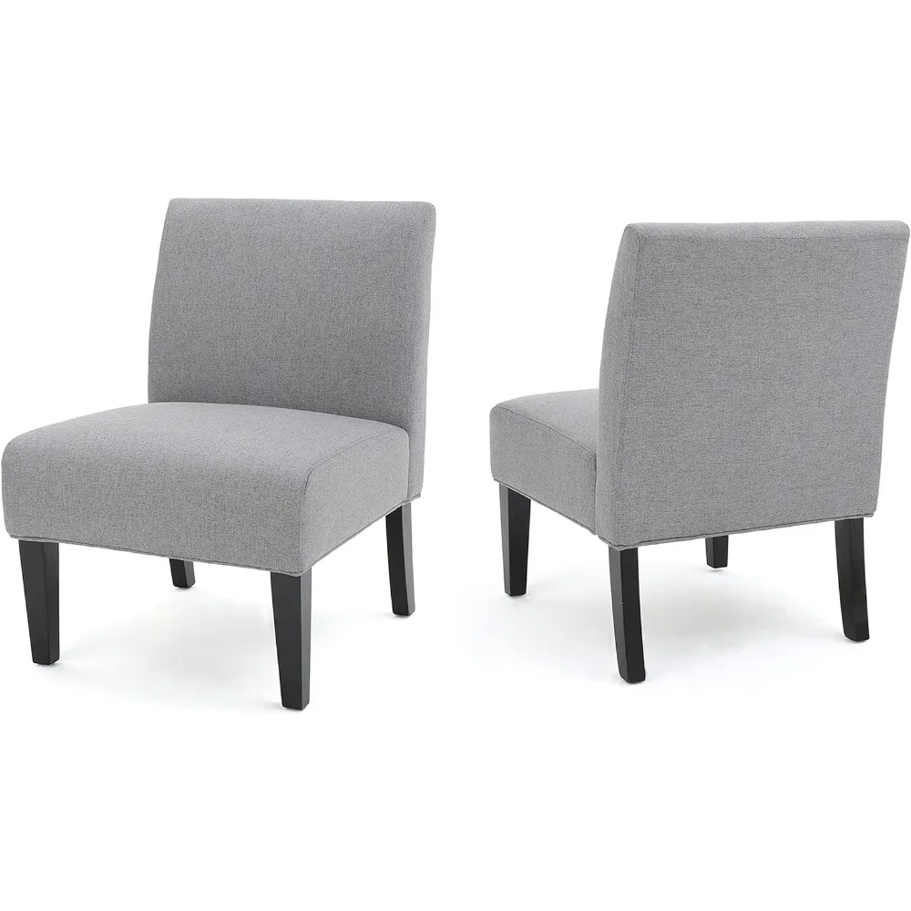 Knight Home Kendal Grey Fabric Accent (Set of 2), Two Chairs