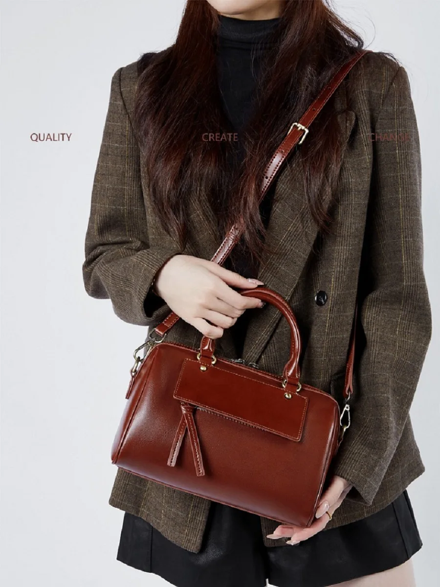 Genuine Leather Women Pillow Bag handbag ladies Fashion Casual Shoulder Bag high quality Cowhide Crossbody Bag For Women