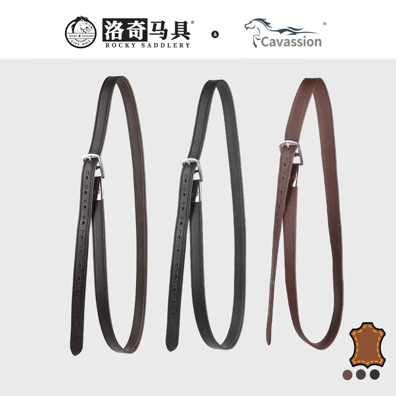 Cavassion good quality stirrup straps black color Cowhide strap ride horse light color equestrian equipments