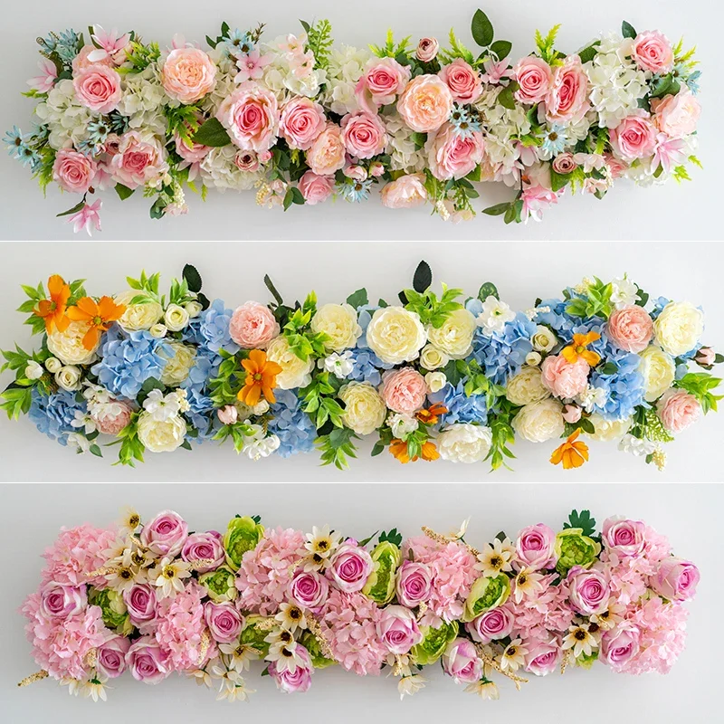 

Wedding Silk Flowers Artificial Flower Arrangement Decoration Wedding Decorative Fake Floral Row Fleur Artificielle Decoration