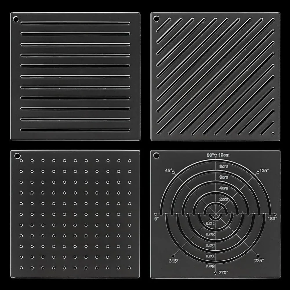 4Pcs Acrylic Sashiko Stencil Dots Lines Arcs Slashes Acrylic Embroidery Tool Drawing Line Template for Hand Quilting Making Kit