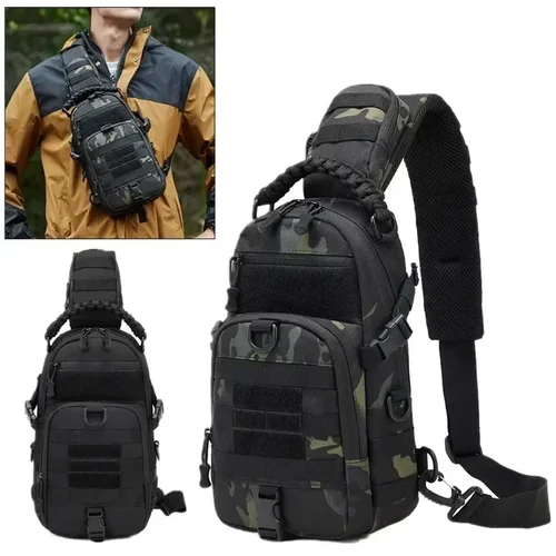 Imagen 2 del producto Bolsa de pecho para acampar al aire libre, mochila táctica, hombro deportivo, senderismo, escalada, paseo, pesca, Moore Sling EDC EDC Fanny Pack