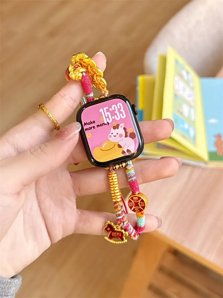 

Ремешок Joyful Pony Hand Rope, совместимый с iWatch, 38 мм, 40 мм, 41 мм, 42 мм, 44 мм, 45 мм, 49 мм, модный ремешок