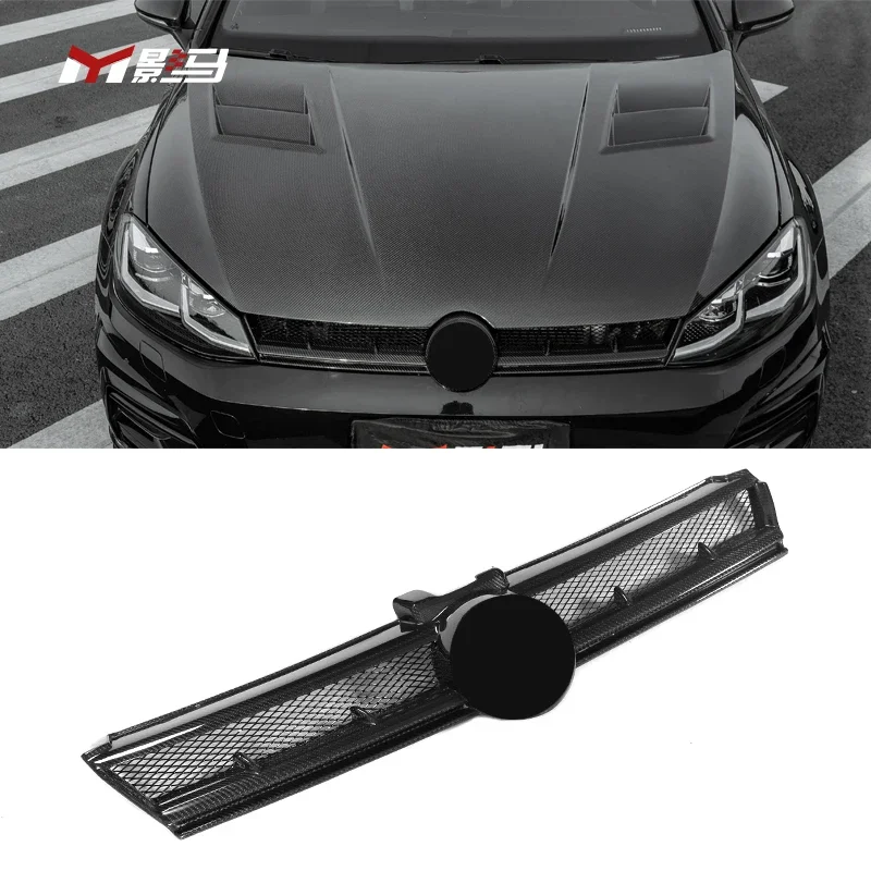 FOR Volkswagen Golf 7.5 MK7 MK7.5 Carbon fiber center mesh modified front bumper air grille exterior trim supplies