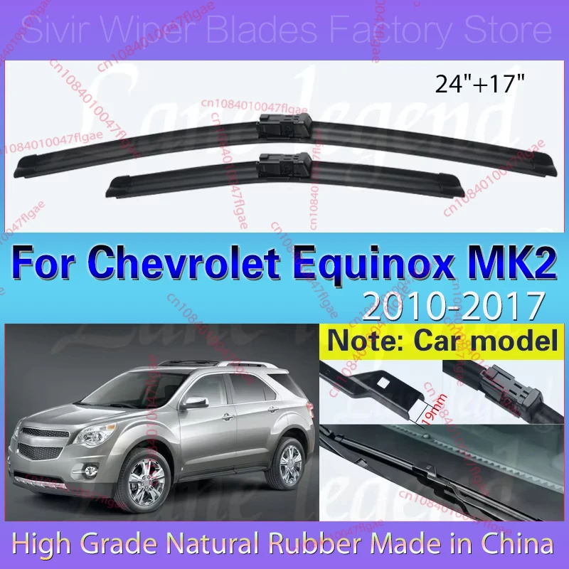 

For Chevrolet Equinox MK2 2010 2011 2012 2013 2014 2015 2016 2017 Front Wiper Blades Brushes Clean Window Car Accessories 24"17"