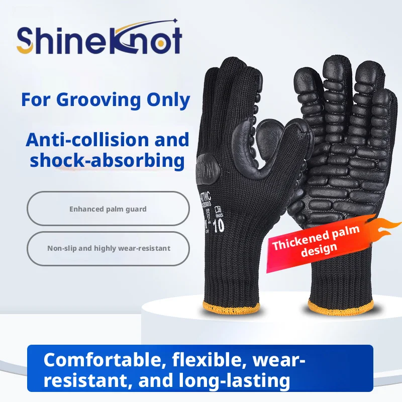 SHINEKNOT Shockproof Gloves Anti Smashing And Wear-Resistant Working Adhesive Thick Mechanical Anti Vibration Gloves﻿