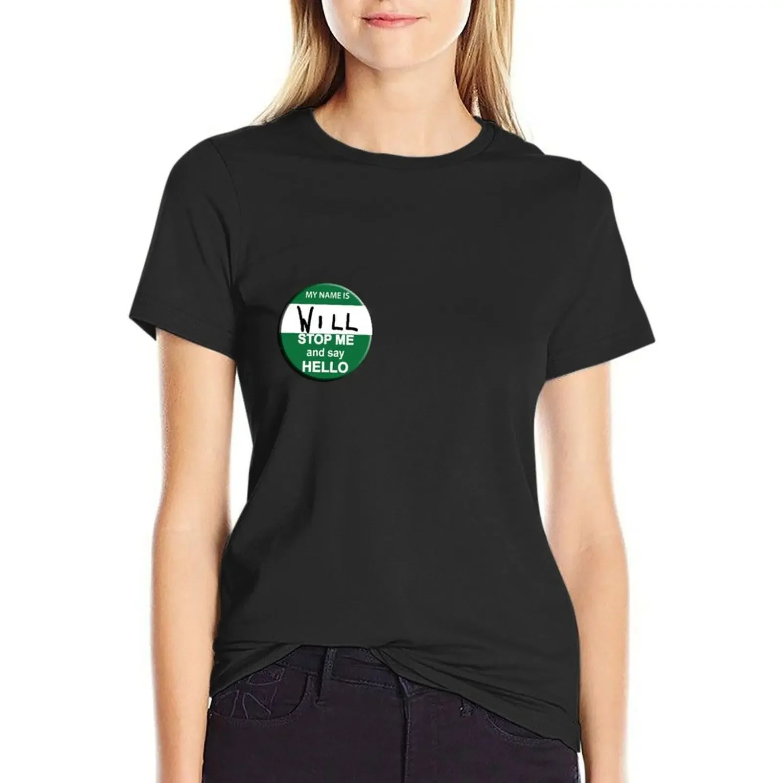 

The Inbetweeners - Hi I am Will Big Gay Green badge T-Shirt sweat customizeds kawaii clothes tops Women