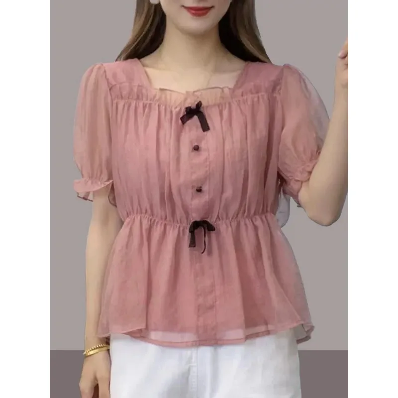 Chemises décontractées pour femmes, nouveau style, à la mode et haut de gamme, taille plissée, hauts polyvalents, 2025