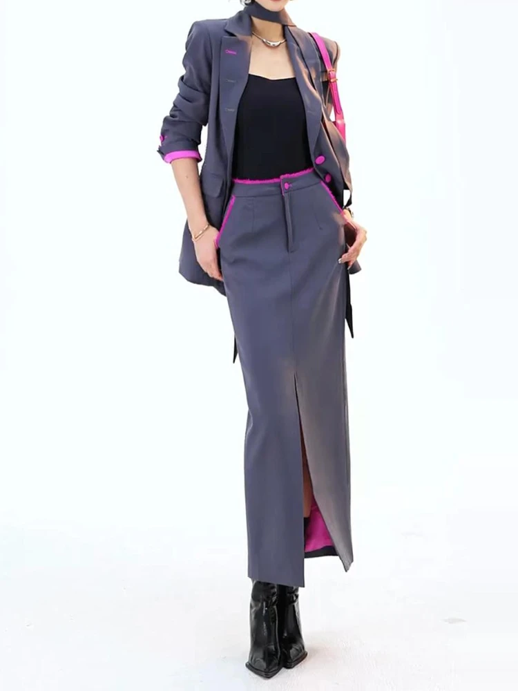 Herfst nieuwe mode woon-werkset voor dames los en afslankend veelzijdig colbert + tweedelige set met hoge taille en halve rok