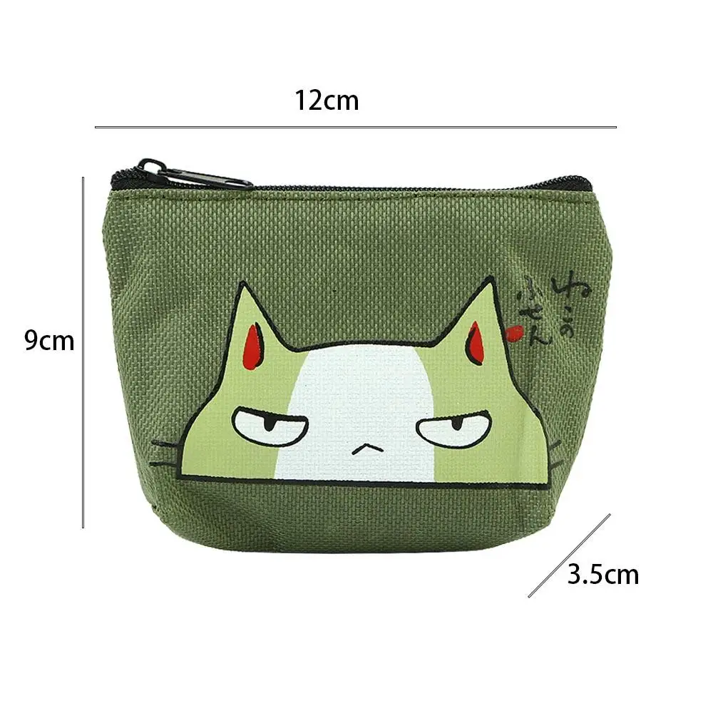 Porte-monnaie imprimé chat de dessin animé pour femmes, mini porte-cartes Oxford avec fermeture éclair, sac à main en poudre d\'argent, sac de