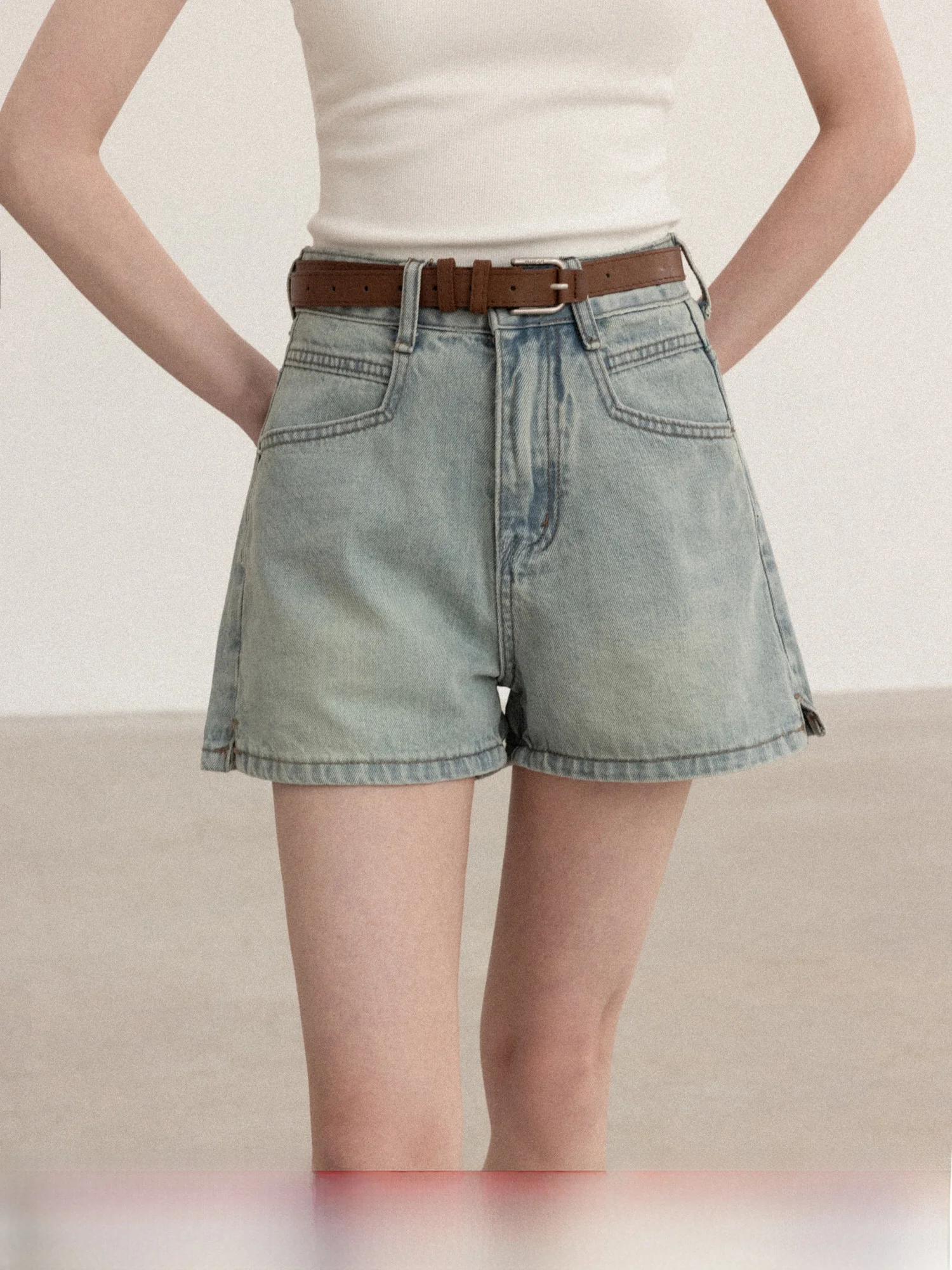 

Retro Blue Straight Leg High Waist Jeans Women's Wide Leg Denim Spring Short Trousers Casual Zipper Pocket Comfortable Breath...