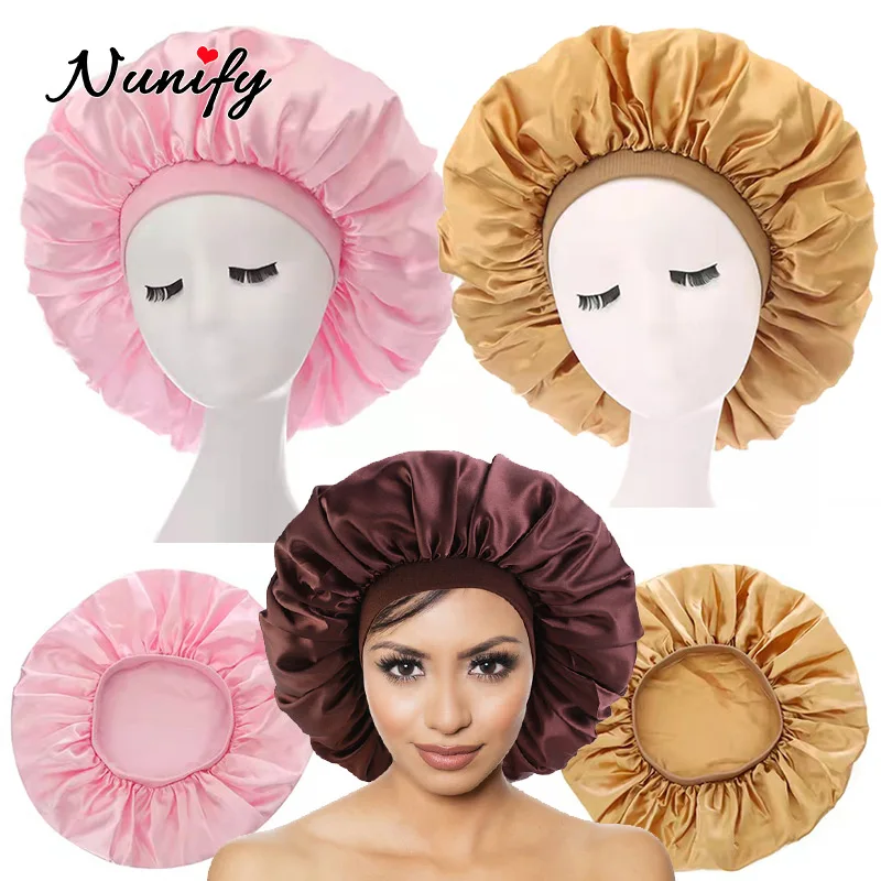 New Style 1Pcs Satin Sleeping Bonnets Sleeping Night Hat For Hair Care Women Men Unisex Cap Bonnet For Jumbo Long Braid Big Size