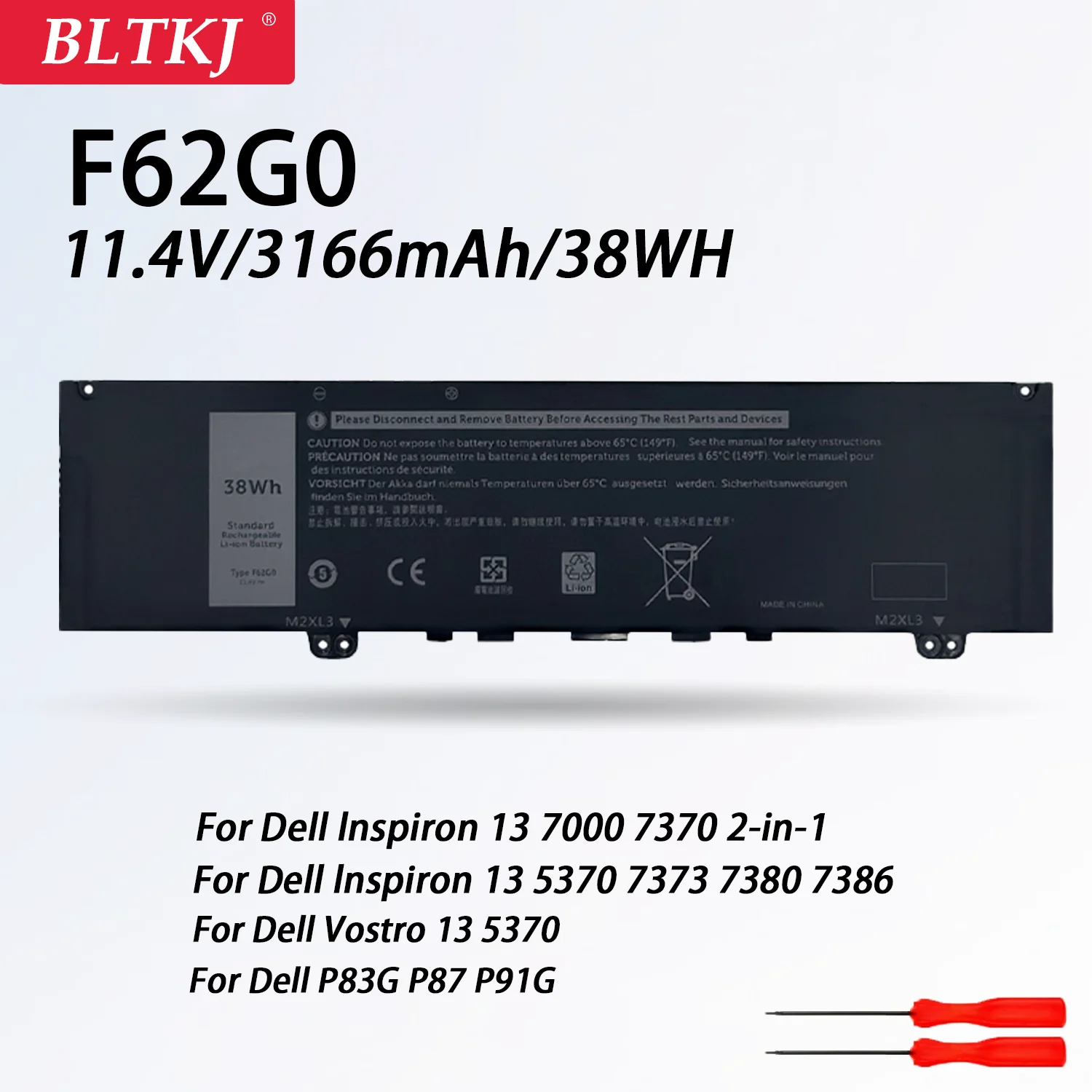 F62G0 Laptop Battery Lithium Ion Batteries For Dell Inspiron 13 7000 2-in-1 13-7370 13-7373 RPJC3 39DY5
