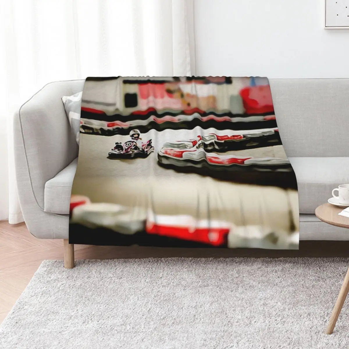 Go-kart ride in the indoor karting track DressMeUnique Throw Blanket Softest For Baby for babies Furry Blankets