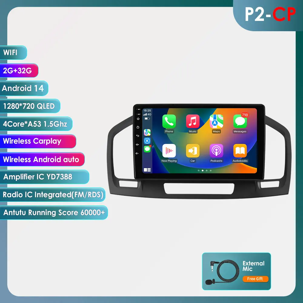 9Inch 7862 Qled Scherm 2din Android Auto Radio Multimedia Video Speler Voor Buick Regal 1 Opel Insignia Gps Navi Carplay 4G Rds Bt