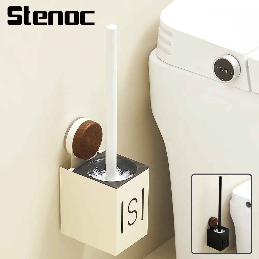 

No Punching Walnut Wood Suction Cup Toilet Brush Wall Hanging Bathroom Toilet Brush Holder Cleaning Tools Bathroom Accessories