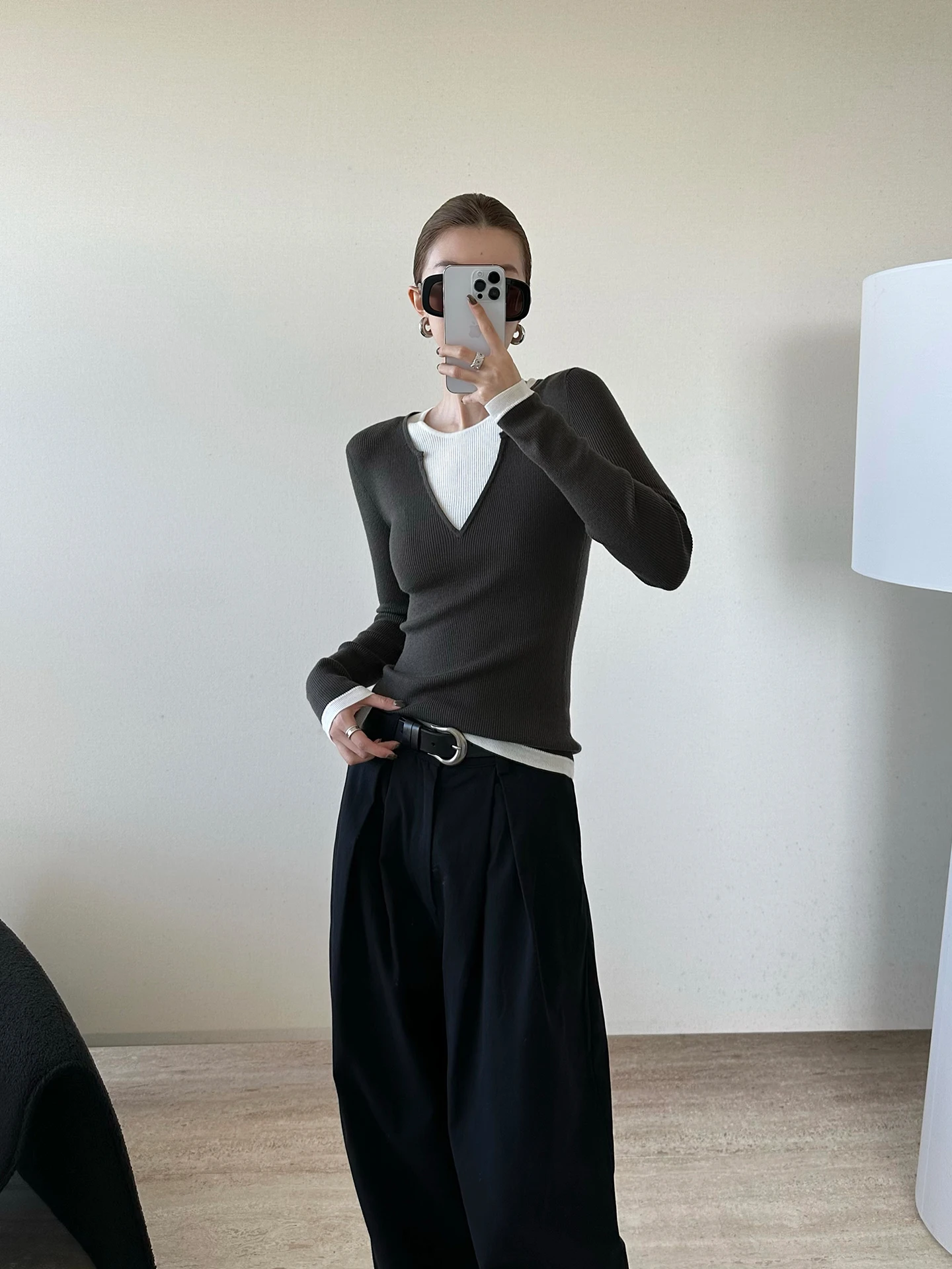 

Вязаный свитер CodeNam Premium Color Blo из шерсти, приталенный, с длинными рукавами, базовый топ для многослойных образов, для осени и зимы, женская мода