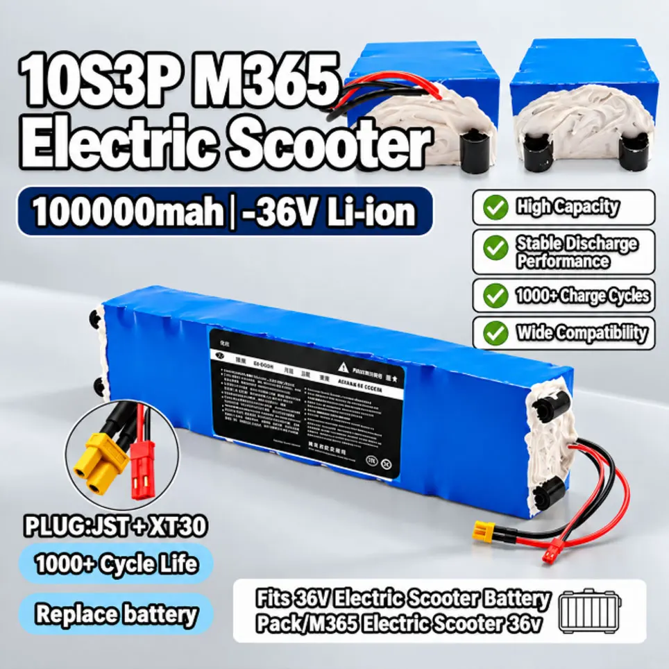 Il nuovo modello è adatto per batterie compatibili con Xiaomi M365/M365pro da 36V 100000mAh 10S3P, batterie per veicoli elettrici, pacco batterie al litio 18650 con BMS e staffa.